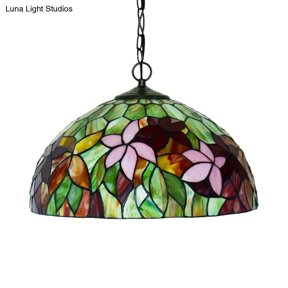 Black Mediterranean Chandelier with Red Cut Glass Petal Pendant in 12"/16" Width and 1/2 Lights