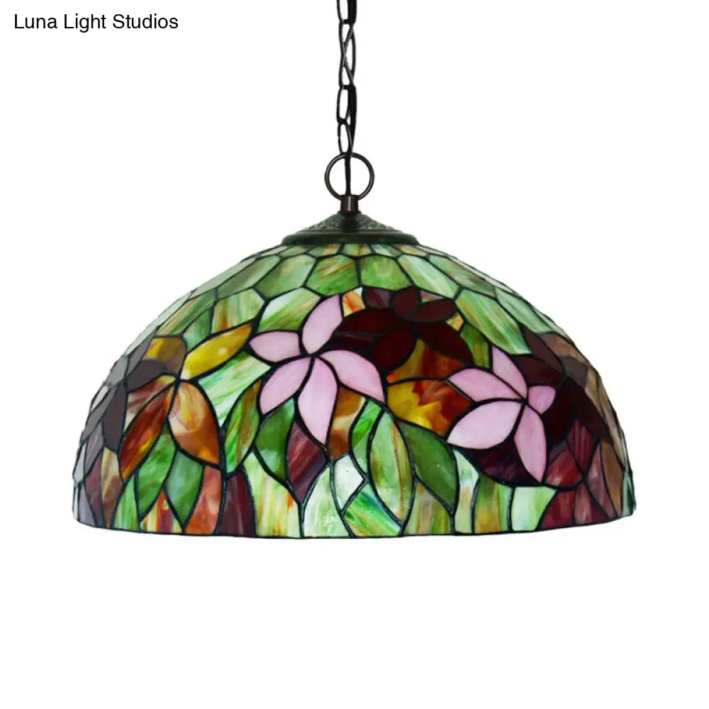 Black Mediterranean Chandelier with Red Cut Glass Petal Pendant in 12"/16" Width and 1/2 Lights