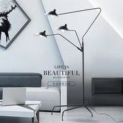 Black metal 3-arm floor lamp with adjustable arm shades for living room decorbites adjustable arm design