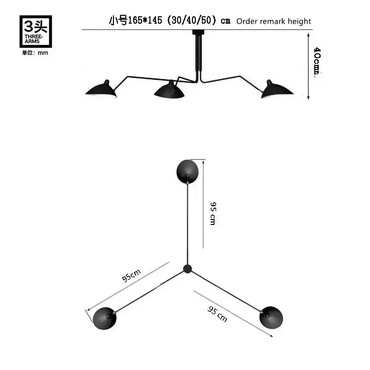 Black metal floor lamp with three adjustable arms and spherical heads featuring a sleek minimalist design by decorbites