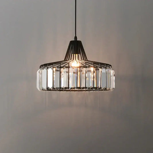 Black metal crystal kitchen pendant lamp with clear prisms pendant lamp for decorbites crystal kitchen decor