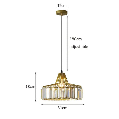 Gold-toned geometric cage pendant lamp with clear crystal accents for decorbites crystal kitchen pendant lighting