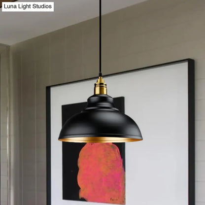 Black Metal Domed Pendant Light - Loft Style - 11.5"/14"/16" Dia - Ideal for Table