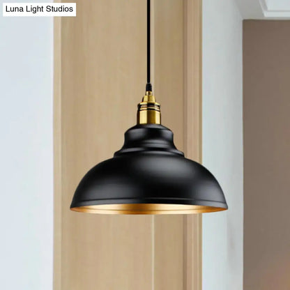 Black Metal Domed Pendant Light - Loft Style - 11.5"/14"/16" Dia - Ideal for Table