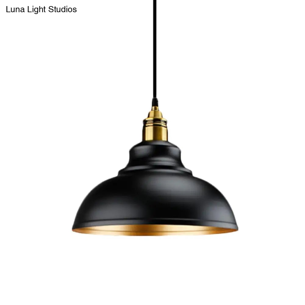 Black Metal Domed Pendant Light - Loft Style - 11.5"/14"/16" Dia - Ideal for Table