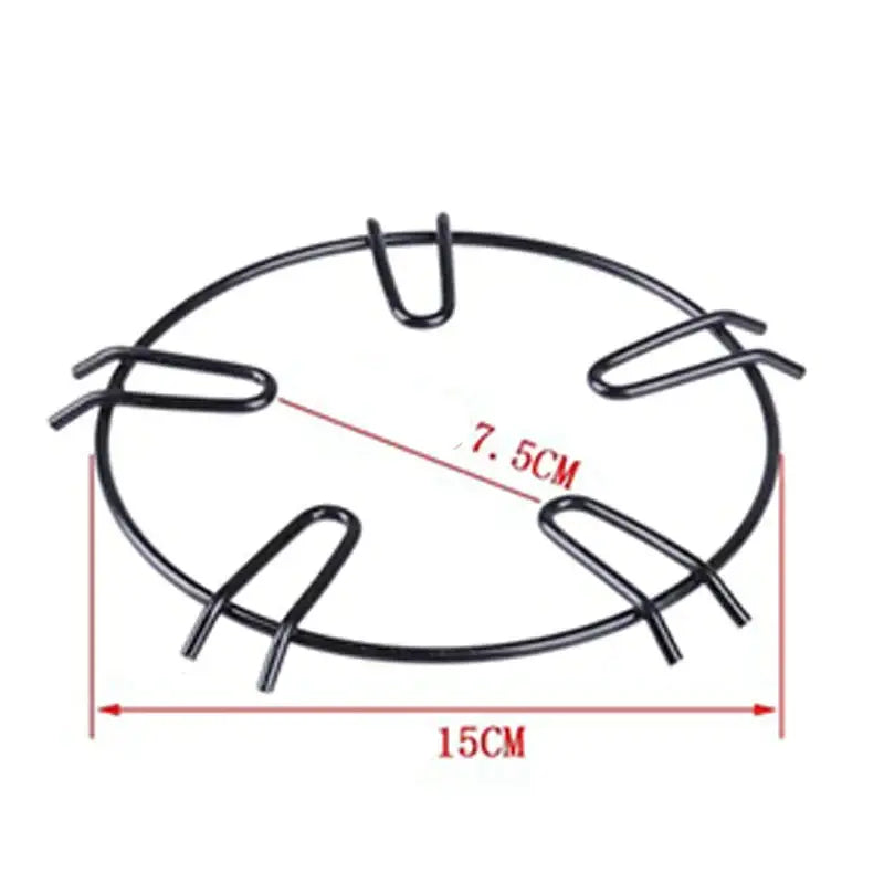 Black metal gas stove pot holder with six u-shaped clips made of metal for holding plates or bowls by decorbites gas stove