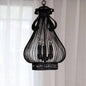 Black Metal Gourd-Like Pendant Chandelier - 3-Light Loft Style Candle Hanging Lamp Kit