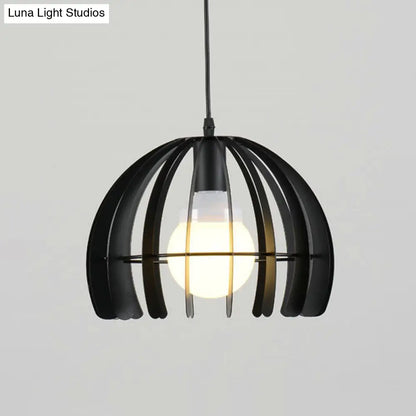 Black Metal Hemisphere Pendant Lamp - 1-Light Hanging Light Fixture for Living Room