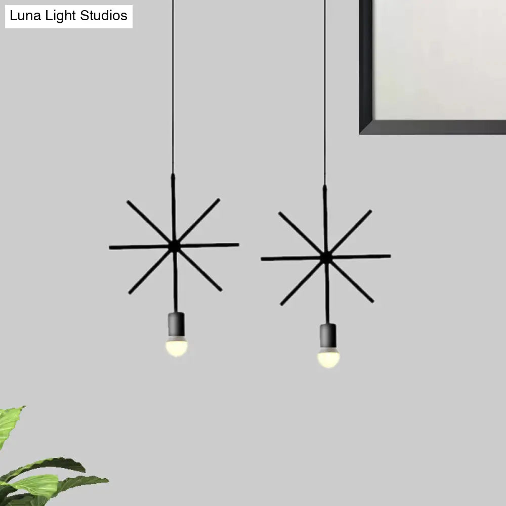 Black Metal Industrial Pendant Light with Frame Shade for Dining Room - 1 Head Ceiling Lighting