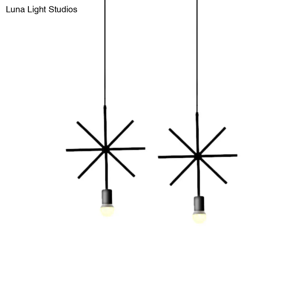 Black Metal Industrial Pendant Light with Frame Shade for Dining Room - 1 Head Ceiling Lighting