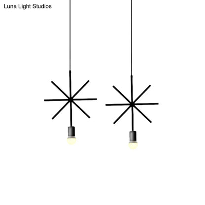 Black Metal Industrial Pendant Light with Frame Shade for Dining Room - 1 Head Ceiling Lighting