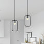 Black Metal Industrial Pendant Light with Frame Shade for Dining Room - 1 Head Ceiling Lighting