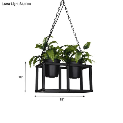 وحدة إضاءة صناعية مستطيلة معدنية سوداء من DecorBites™ - مصباح LED مكون من 2/3/5 لمبات مع ديكور نباتي