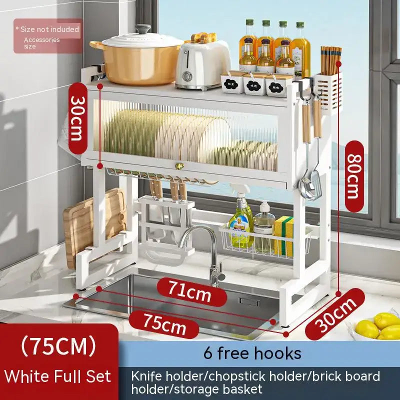 White metal kitchen sink organizer with multiple shelves hooks and compartments for decorbites kitchen cabinet organizer shelf