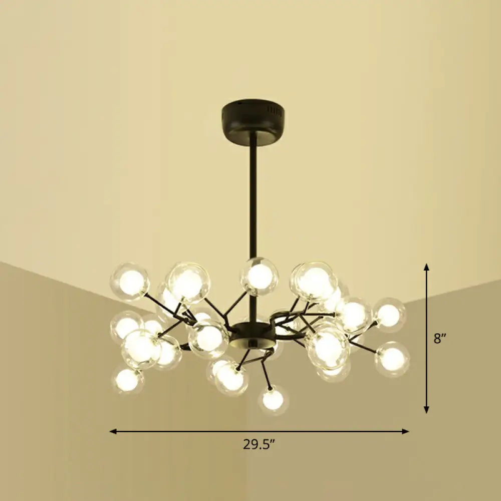 Black Metal LED Chandelier: Minimalistic Fireflies Ceiling Hang Light for Living Room
