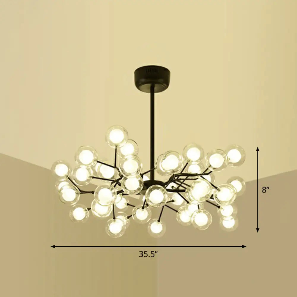 Black Metal LED Chandelier: Minimalistic Fireflies Ceiling Hang Light for Living Room