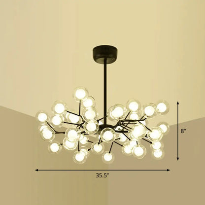 Black Metal LED Chandelier: Minimalistic Fireflies Ceiling Hang Light for Living Room