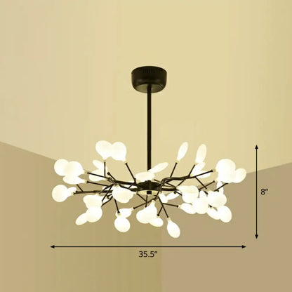Black Metal LED Chandelier: Minimalistic Fireflies Ceiling Hang Light for Living Room