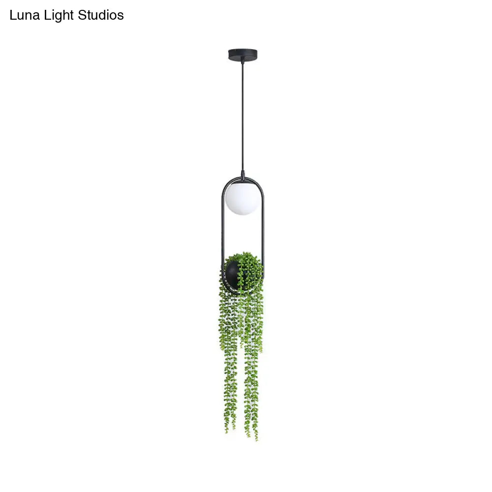 Black Metal LED Hanging Lamp for Industrial & Global Plant Decor