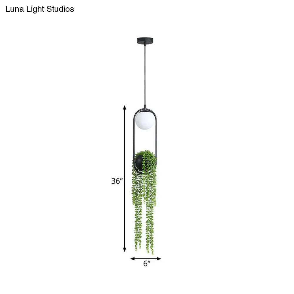 Black Metal LED Hanging Lamp for Industrial & Global Plant Decor