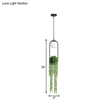 Black Metal LED Hanging Lamp for Industrial & Global Plant Decor