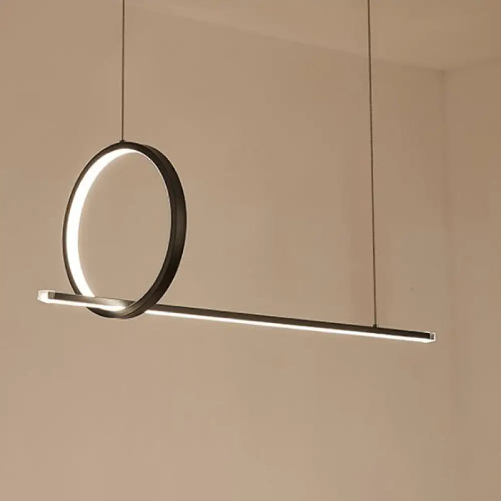 ديكوربايتس™ مصباح LED خطي أسود معدني معلق وحلقات إضاءة جزيرة لسقف المطبخ