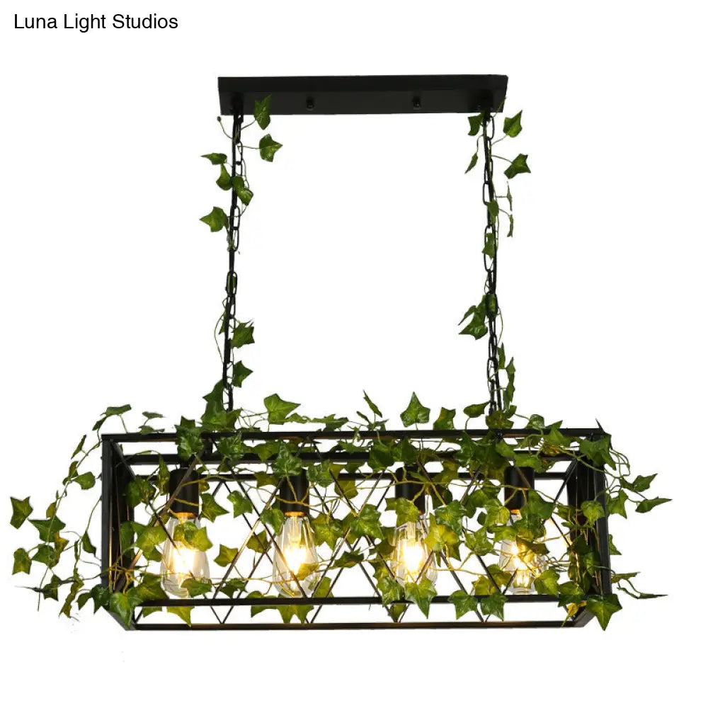 ديكوربايتس™ مصباح معلق معدني أسود لحانة النبيذ - مصباح جزيرة نباتات مكعب الشكل بأربعة/ستة لمبات