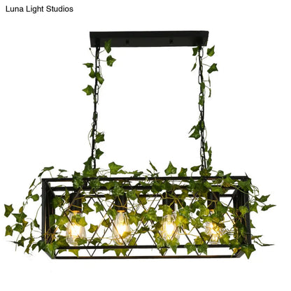 ديكوربايتس™ مصباح معلق معدني أسود لحانة النبيذ - مصباح جزيرة نباتات مكعب الشكل بأربعة/ستة لمبات