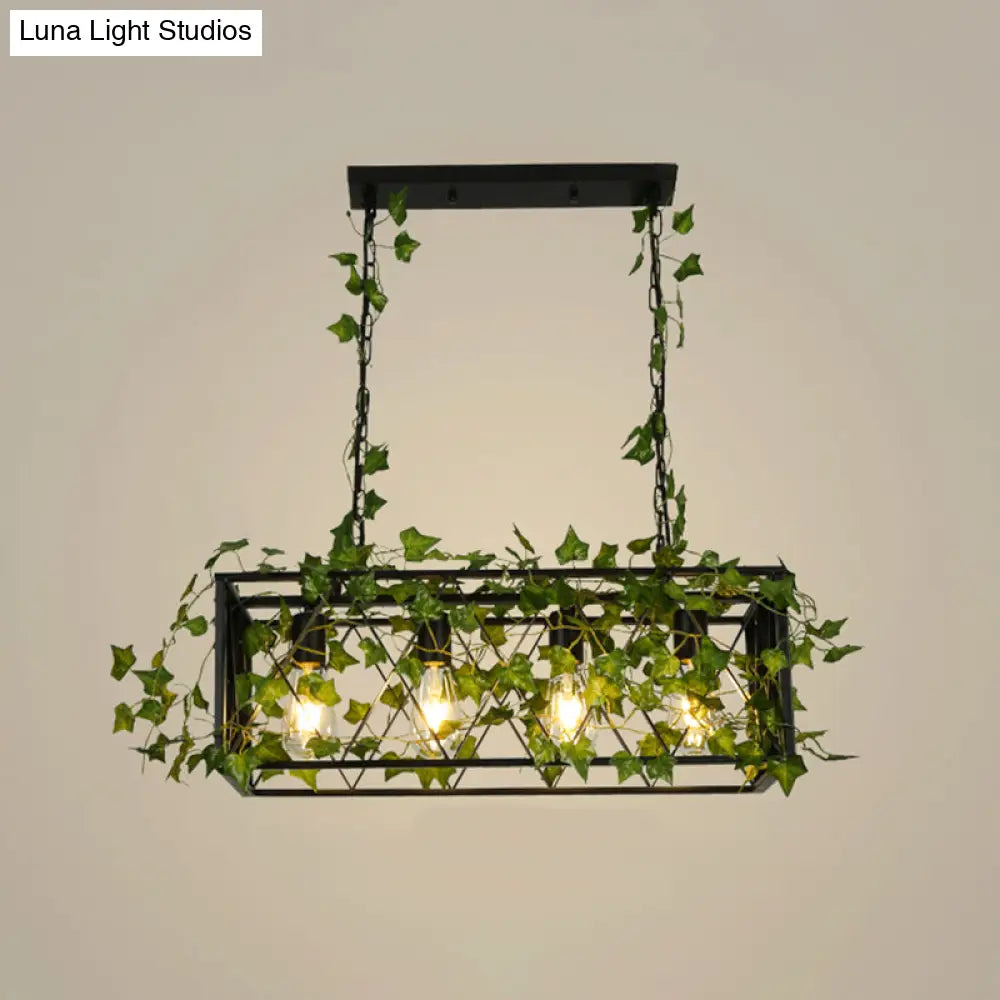 ديكوربايتس™ مصباح معلق معدني أسود لحانة النبيذ - مصباح جزيرة نباتات مكعب الشكل بأربعة/ستة لمبات