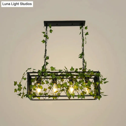 ديكوربايتس™ مصباح معلق معدني أسود لحانة النبيذ - مصباح جزيرة نباتات مكعب الشكل بأربعة/ستة لمبات