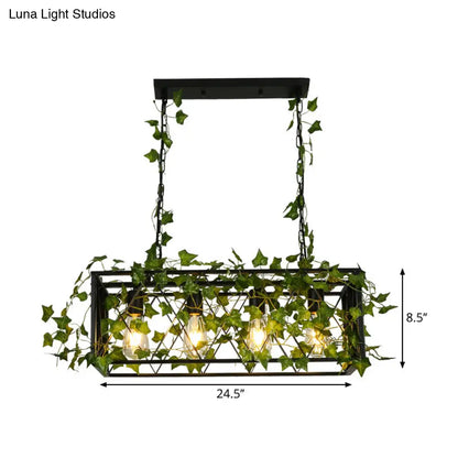 ديكوربايتس™ مصباح معلق معدني أسود لحانة النبيذ - مصباح جزيرة نباتات مكعب الشكل بأربعة/ستة لمبات