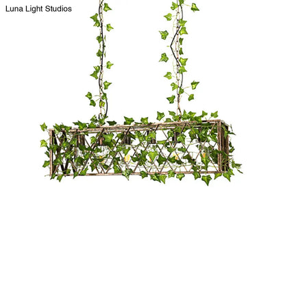 ديكوربايتس™ مصباح معلق معدني أسود لحانة النبيذ - مصباح جزيرة نباتات مكعب الشكل بأربعة/ستة لمبات