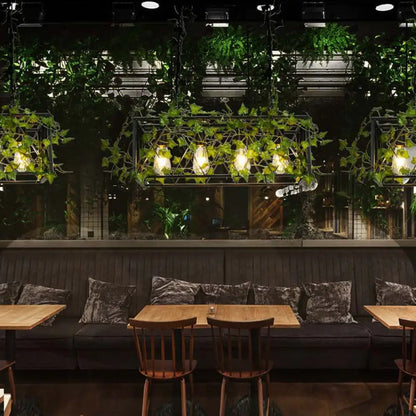 ديكوربايتس™ مصباح معلق معدني أسود لحانة النبيذ - مصباح جزيرة نباتات مكعب الشكل بأربعة/ستة لمبات