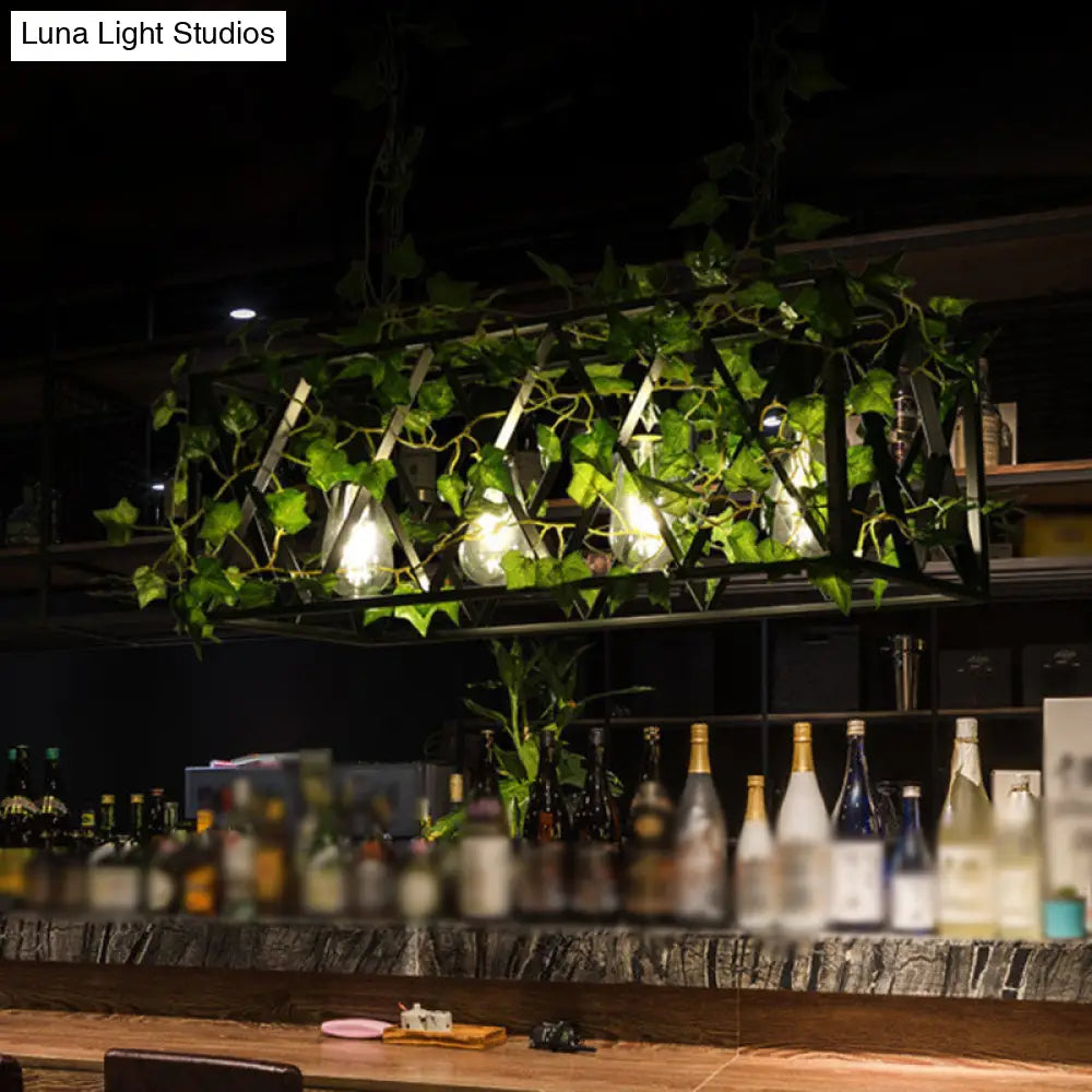 ديكوربايتس™ مصباح معلق معدني أسود لحانة النبيذ - مصباح جزيرة نباتات مكعب الشكل بأربعة/ستة لمبات
