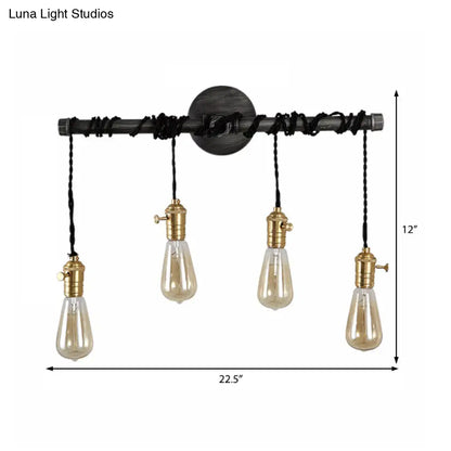 Black Metal Sconce Light with Hanging Shade - Industrial Wall Mounted Lighting for Dining Room