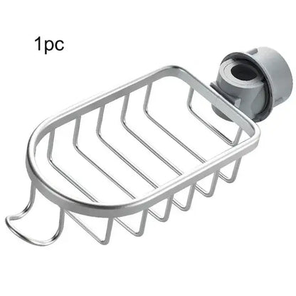 Silver metal soap dish with gray plastic clip for black metal two tier adjustable shower caddy bathroom organizer