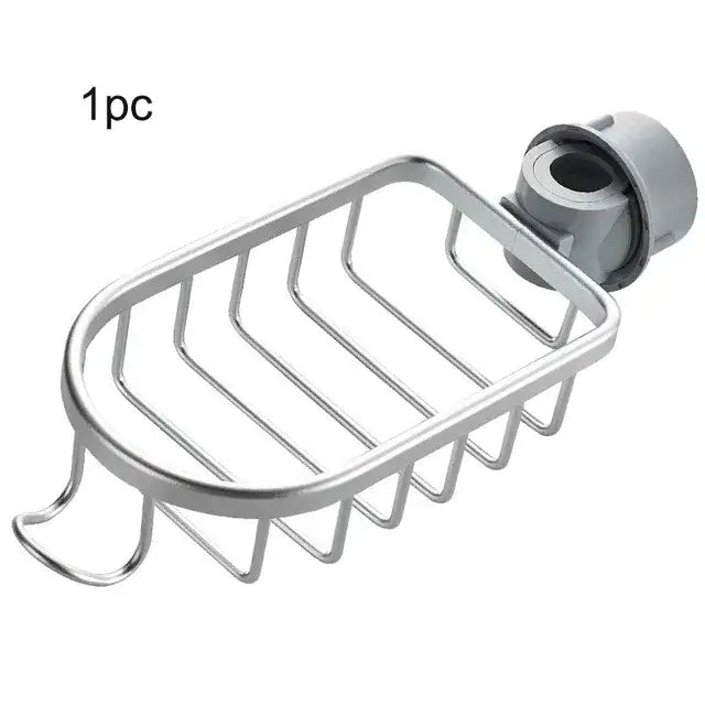 Silver metal soap dish with gray plastic clip for black metal two tier adjustable shower caddy bathroom organizer