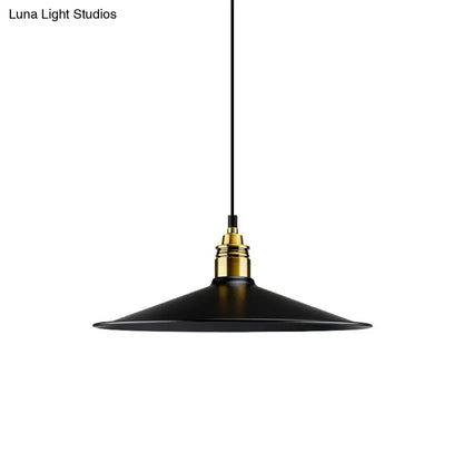 Black Metallic Cone Shade Ceiling Light - Loft Style 1 Head Kitchen Pendant Lamp (10"/14" Wide)