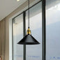 Black Metallic Cone Shade Ceiling Light - Loft Style 1 Head Kitchen Pendant Lamp (10"/14" Wide)