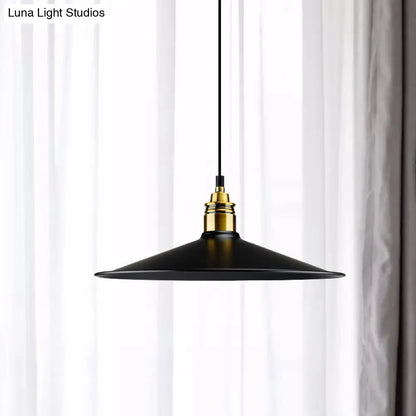 Black Metallic Cone Shade Ceiling Light - Loft Style 1 Head Kitchen Pendant Lamp (10"/14" Wide)