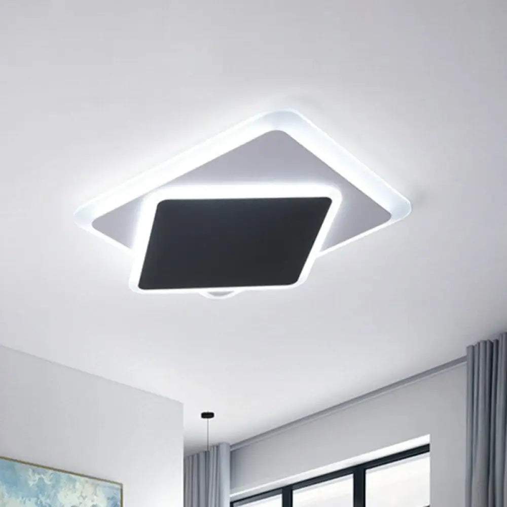DecorBites™ DecorBites™ Black Metallic LED Flush Mount Ceiling Light - Contemporary Square Fixture