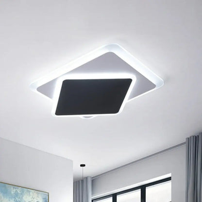 DecorBites™ DecorBites™ Black Metallic LED Flush Mount Ceiling Light - Contemporary Square Fixture