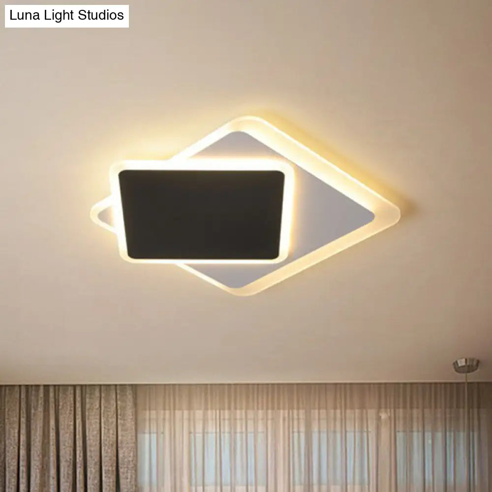 DecorBites™ DecorBites™ Black Metallic LED Flush Mount Ceiling Light - Contemporary Square Fixture