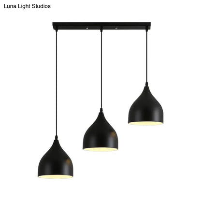 Black Metallic Onion Pendant Lamp with 3 Contemporary Heads and Down Lighting