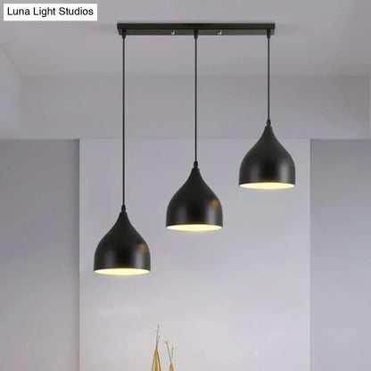 Black Metallic Onion Pendant Lamp with 3 Contemporary Heads and Down Lighting