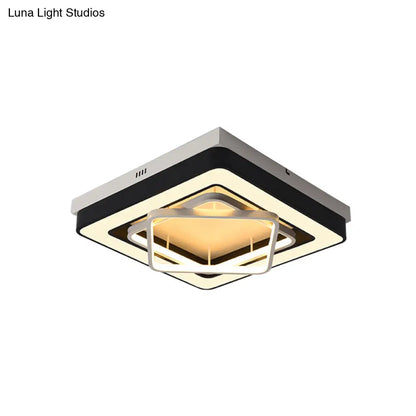 Lámpara de techo LED cuadrada empotrada DecorBites™ negra metálica para una iluminación moderna y elegante en el dormitorio