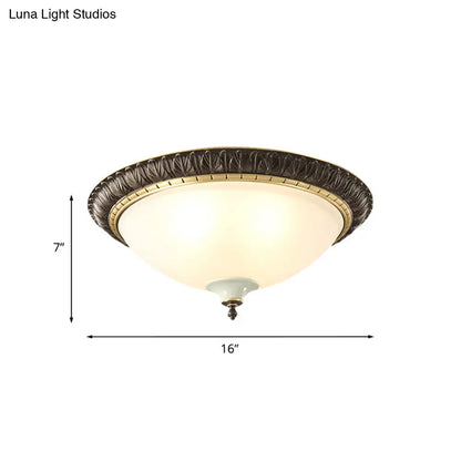 Lámpara de techo DecorBites™ de cristal opalino negro con adorno de hojas/flores - Montaje empotrado tradicional de 3 luces