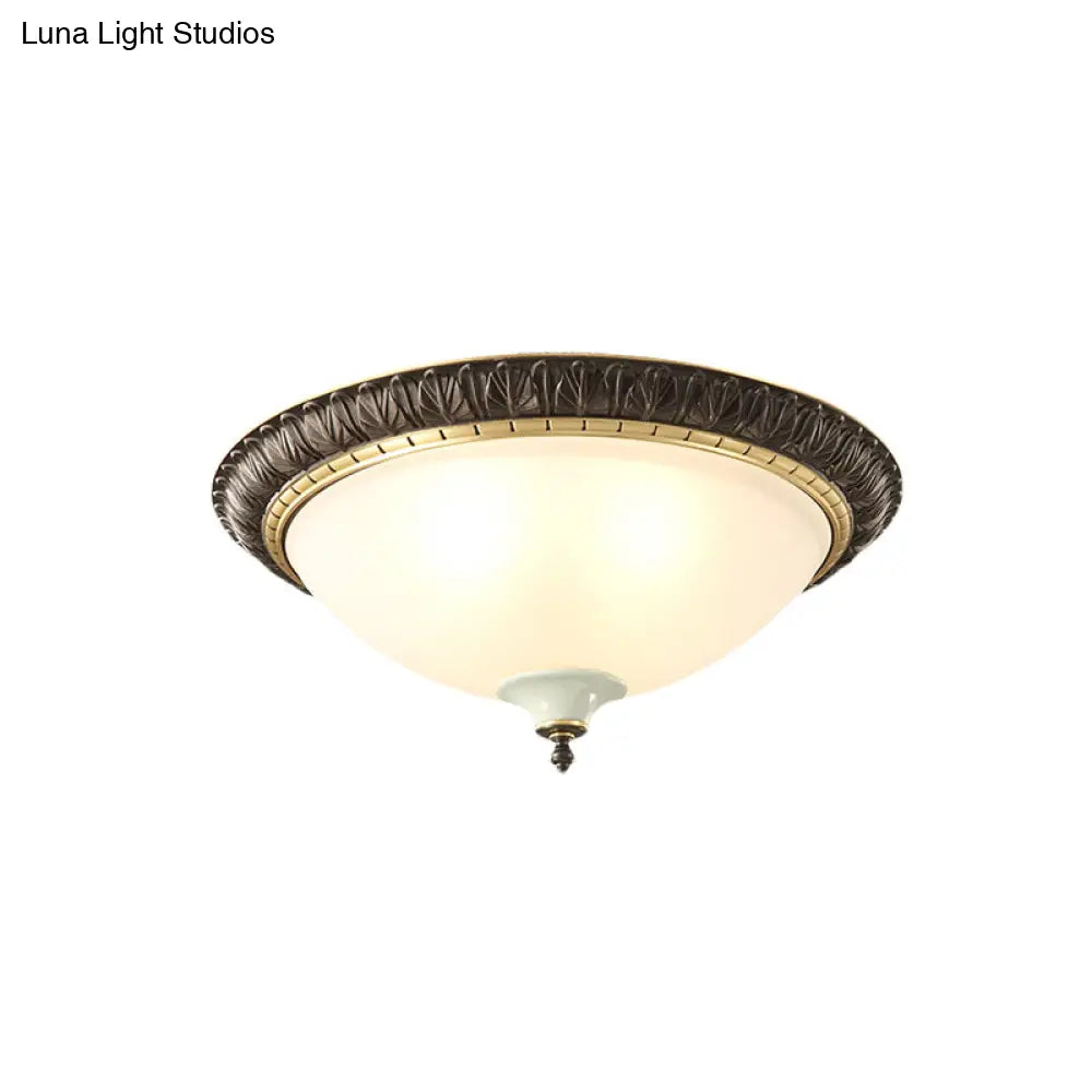 Lámpara de techo DecorBites™ de cristal opalino negro con adorno de hojas/flores - Montaje empotrado tradicional de 3 luces