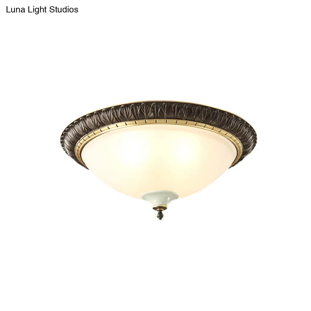 Lámpara de techo DecorBites™ de cristal opalino negro con adorno de hojas/flores - Montaje empotrado tradicional de 3 luces