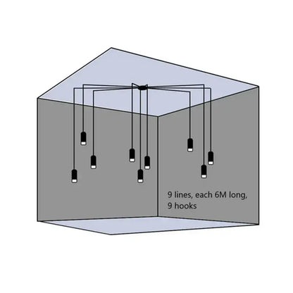 Nine black hanging hooks six meters long for decorbites black minimalist led wall lamp in bedroom and living room